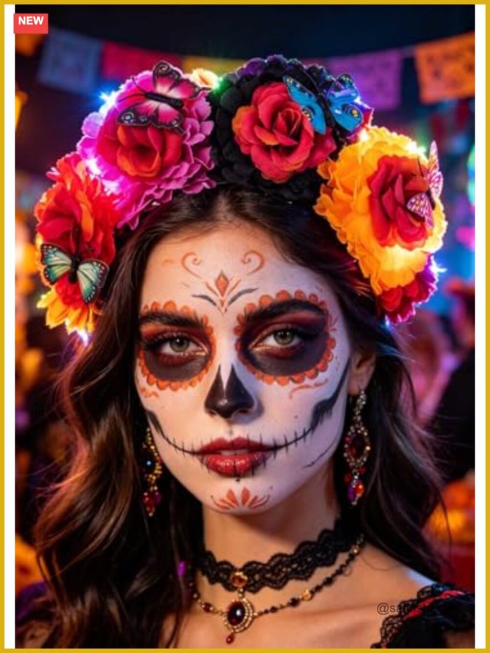 Light Up Flower Headband Day of the Dead Costume Hair Accessory